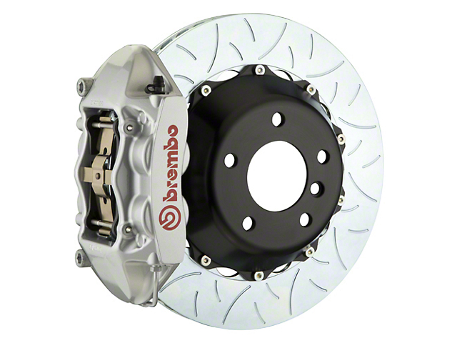 Brembo GT Series 4-Piston Rear Big Brake Kit with 15-Inch 2-Piece Type 3 Slotted Rotors; Silver Calipers (07-18 Jeep Wrangler JK)
