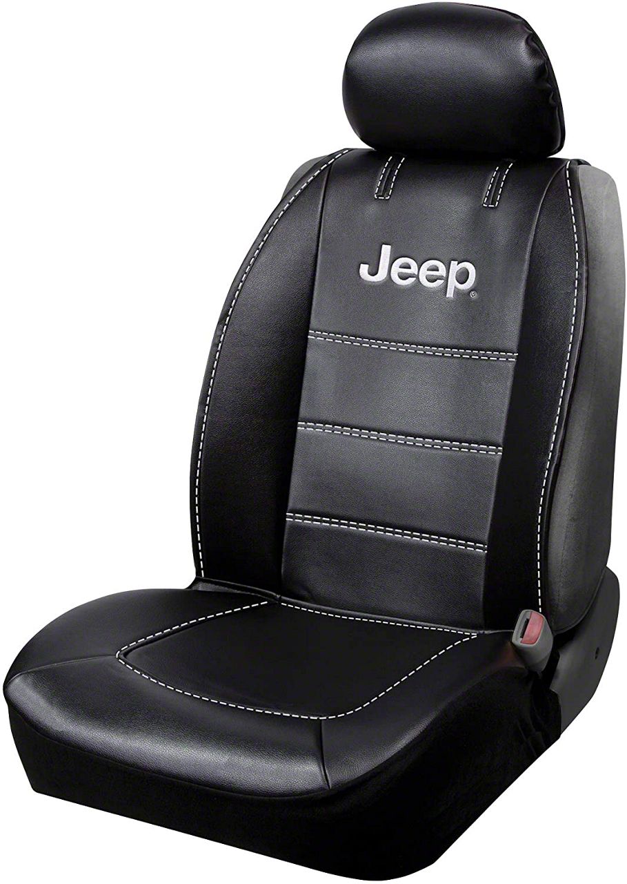 Jeep Wrangler Deluxe Sideless Seat Cover with Jeep Logo; Black (Universal;  Some Adaptation May Be Required) Free Shipping