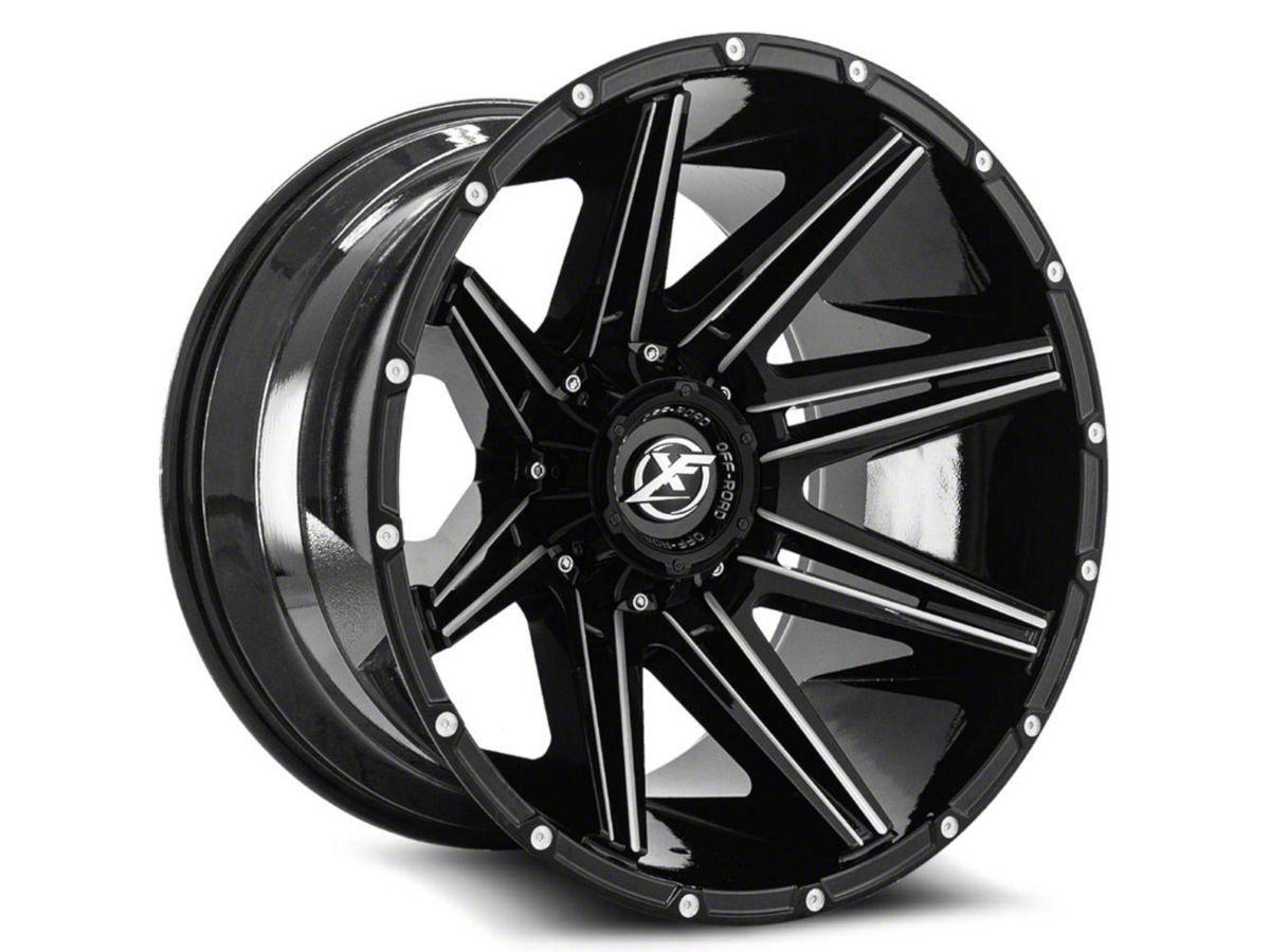 XF Offroad Jeep Wrangler XF-220 Gloss Black Milled Wheel; 20x10  XF-220201051397150-24GBML XF-220 Gloss Black Milled Wheel; 20x10