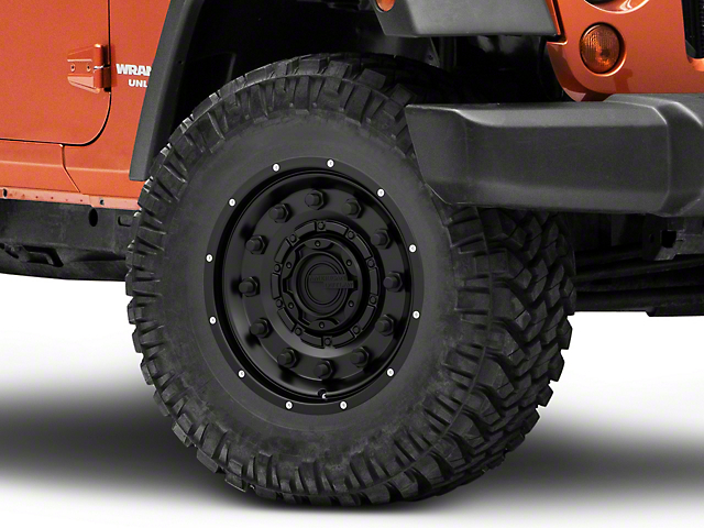 American Outlaw Wheels Dusty Road Satin Black Wheel; 17x8.5 (07-18 Jeep Wrangler JK)
