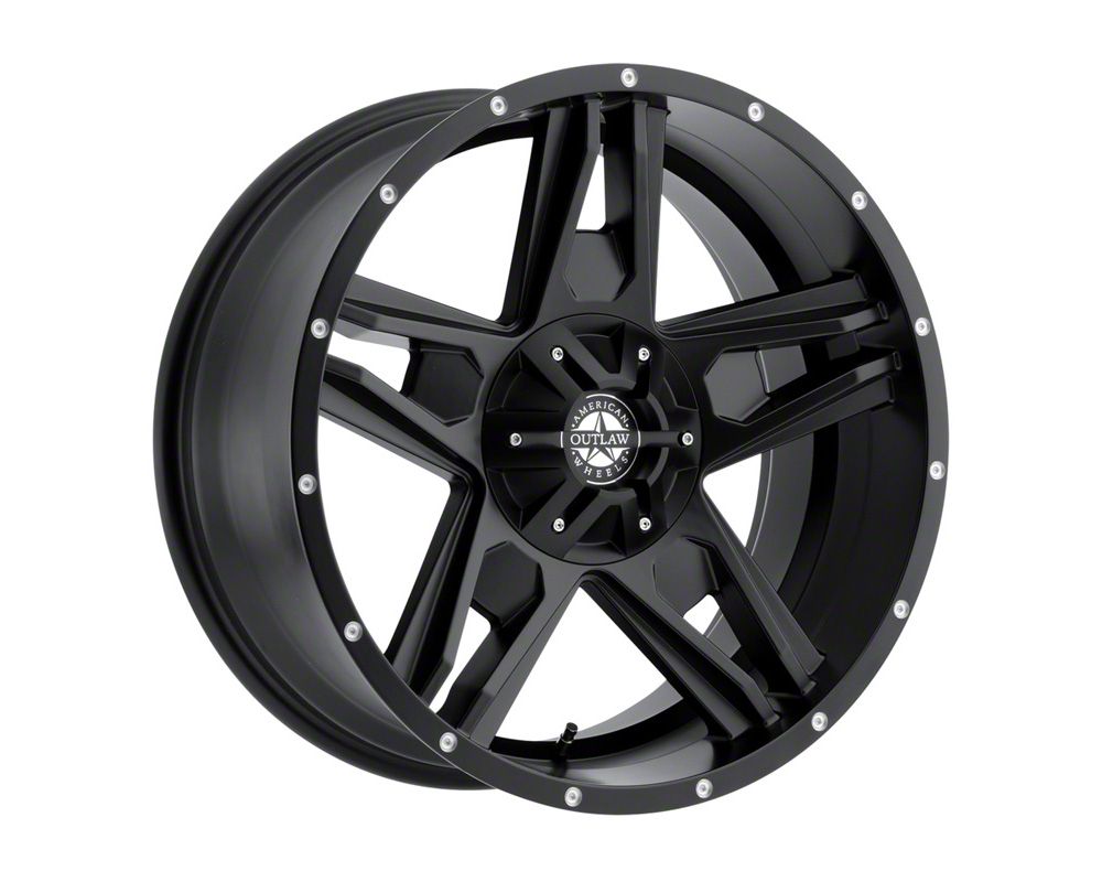 American Outlaw Wheels Jeep Wrangler Lonestar Satin Black Wheel; 17x8.5
