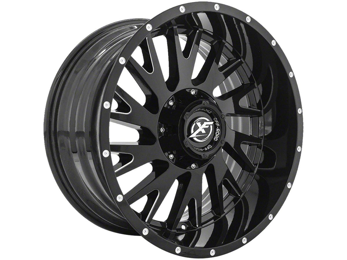 XF Offroad Jeep Wrangler XF-221 Gloss Black Milled Wheel; 20x10  XF-221201051271397-12GBML XF-221 Gloss Black Milled Wheel; 20x10