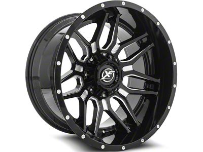 XF Offroad XF-222 Gloss Black Milled Wheel; 20x9 (20-24 Jeep Gladiator JT)