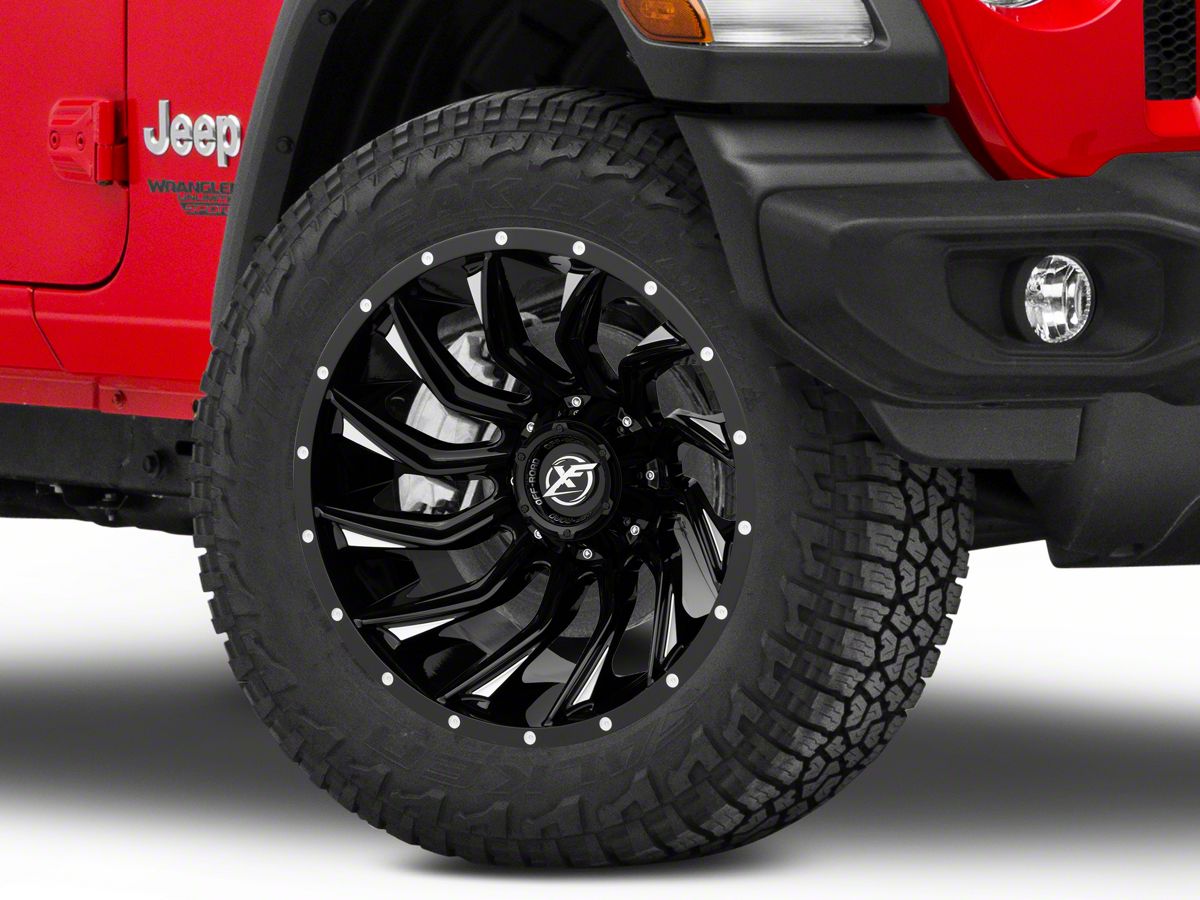 XF Offroad Jeep Wrangler XF-224 Gloss Black Milled Wheel; 20x12  XF-224201251271397-44GBML (18-23 Jeep Wrangler JL) - Free Shipping