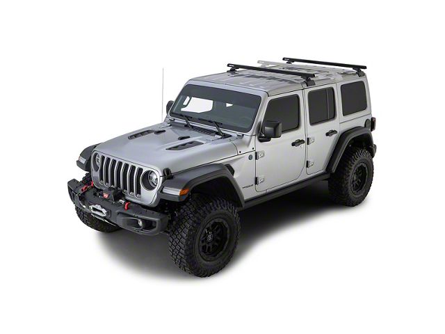 Rhino-Rack Heavy Duty RCL 2-Bar Backbone Roof Rack; Black (18-24 Jeep Wrangler JL 4-Door w/ Hard Top)