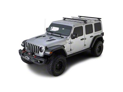Rhino-Rack Heavy Duty RCL 2-Bar Backbone Roof Rack; Black (18-23 Jeep Wrangler JL 4-Door w/ Hard Top)