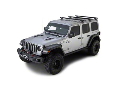 Rhino-Rack Heavy Duty RCL 3-Bar Backbone Roof Rack; Black (18-23 Jeep Wrangler JL 4-Door w/ Hard Top)