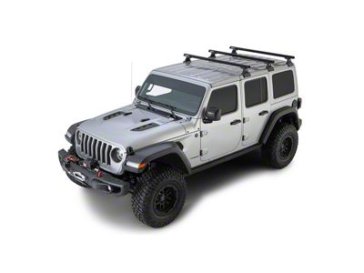 Rhino-Rack Heavy Duty RLT600 3-Bar Backbone Roof Rack; Black (18-24 Jeep Wrangler JL 4-Door w/ Hard Top)
