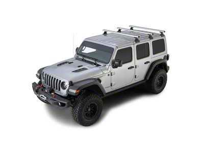 Rhino-Rack Heavy Duty RLT600 3-Bar Backbone Roof Rack; Silver (18-24 Jeep Wrangler JL 4-Door w/ Hard Top)