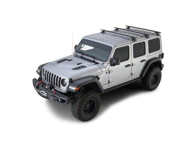 Rhino-Rack Vortex RCL 3-Bar Backbone Roof Rack; Black (18-24 Jeep Wrangler JL 4-Door w/ Hard Top)