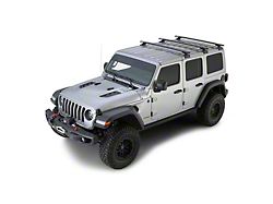 Rhino-Rack Vortex RCL 3-Bar Backbone Roof Rack; Black (18-22 Jeep Wrangler JL 4-Door w/ Hard Top)