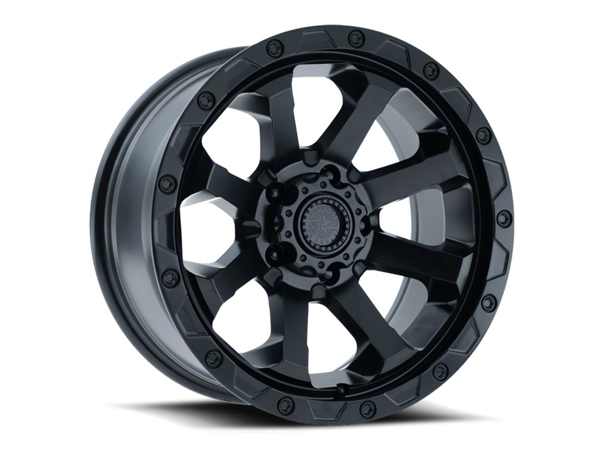 American Outlaw Wheels Jeep Wrangler Capone Satin Black Wheel; 20x9  133-2985S Capone Satin Black Wheel; 20x9