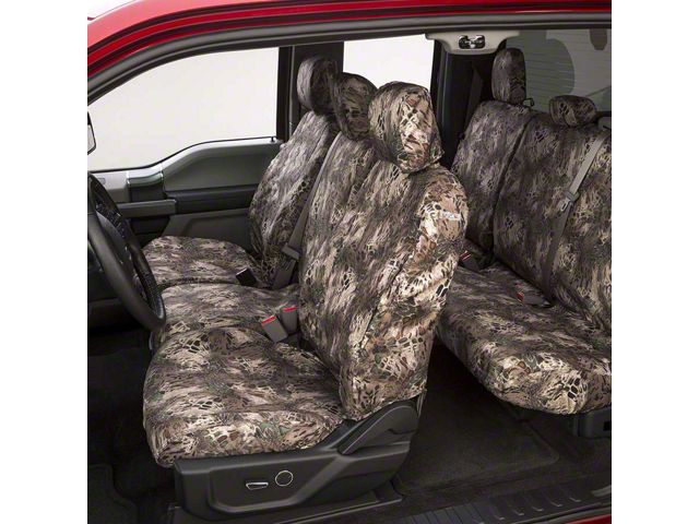 Covercraft Seat Saver Prym1 Custom Front Row Seat Covers; Multi-Purpose Camo (87-91 Jeep Wrangler YJ w/ High Back Bucket Seats)