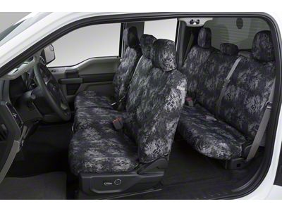 Covercraft Seat Saver Prym1 Custom Second Row Seat Cover; Blackout Camo (18-24 Jeep Wrangler JL 4-Door w/o Fold Down Armrest, Excluding 4xe)