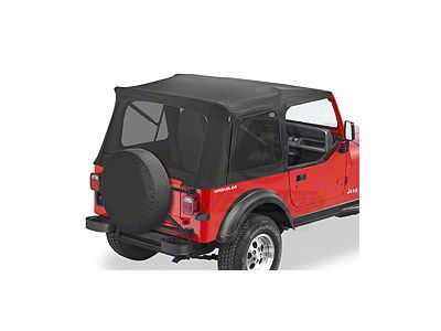 Bestop Supertop Classic Replacement Soft Top with Tinted Windows; Black Denim (76-95 Jeep CJ7 & Wrangler YJ w/ Full Doors)