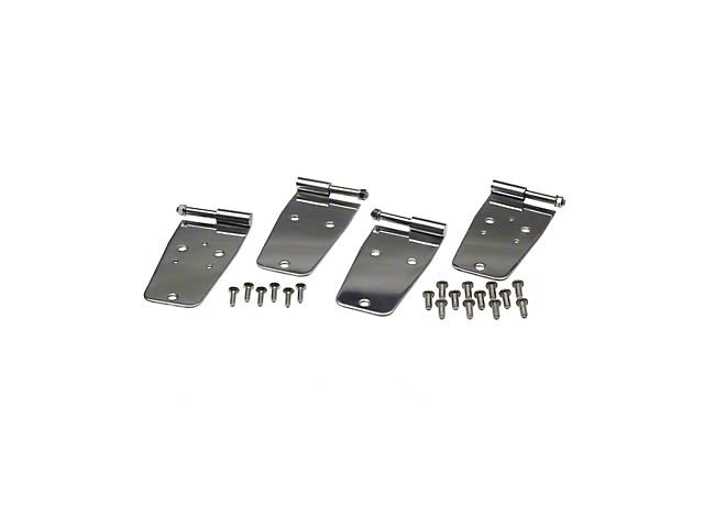 Hardtop Door Hinge Set; Polished Stainless Steel; Set of 4 (76-93 Jeep CJ5,CJ7 & Wrangler YJ)