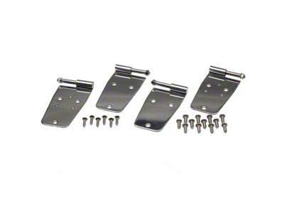 Hardtop Door Hinge Set; Polished Stainless Steel; Set of 4 (76-93 Jeep CJ5,CJ7 & Wrangler YJ)