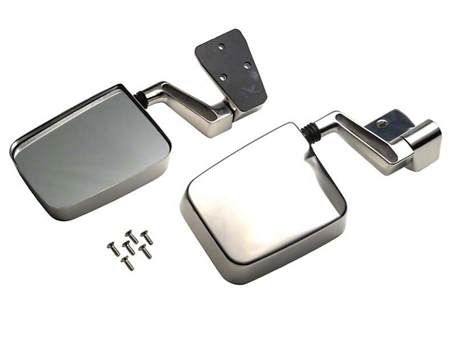 Mirror Kit; Polished Stainless Steel; Pair (88-06 Jeep Wrangler YJ & TJ)