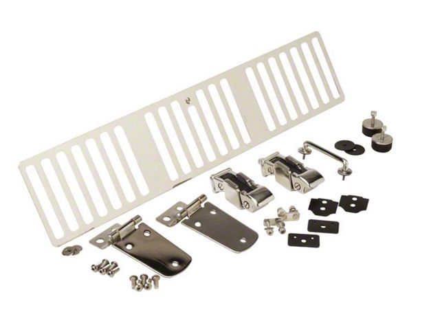 Hood Kit; Polished Stainless Steel (1997 Jeep Wrangler TJ)