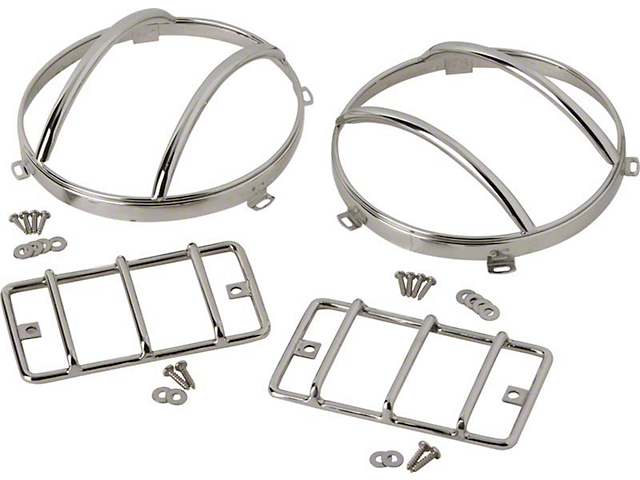 Euro Light Guards; Set of 4; Polished Stainless Steel (97-06 Jeep Wrangler TJ)