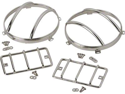 Euro Light Guards; Set of 4; Polished Stainless Steel (97-06 Jeep Wrangler TJ)