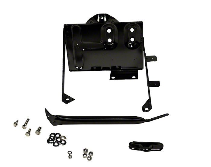 Jeep Wrangler Battery Tray with Support Arm; Black Powder Coated