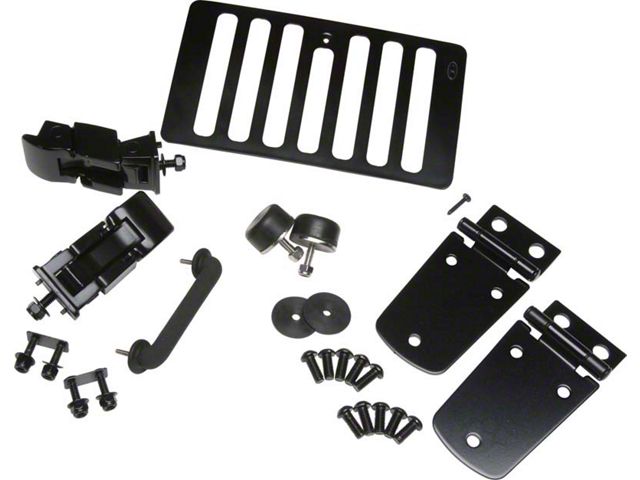 Hood Kit; Black Powder Coated Stainless Steel (98-06 Jeep Wrangler TJ)