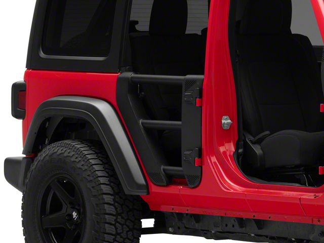 Go Rhino Trailline Rear Tube Doors; Textured Black (18-24 Jeep Wrangler JL 4-Door)