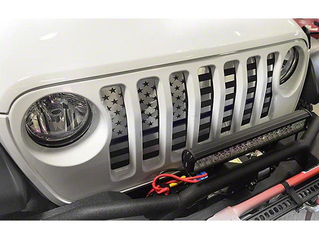 Front Grille; American Flag; With Thin Blue Line (18-24 Jeep Wrangler JL)