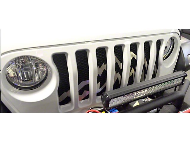 Front Grille; Mountain Peaks Style; Brushed Stainless (18-24 Jeep Wrangler JL)