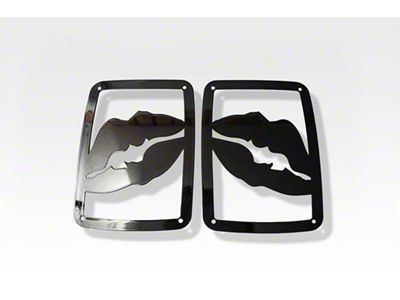 Tail Light Cover; Black Powder Coated; Lips Style; 2-Piece (07-18 Jeep Wrangler JK)