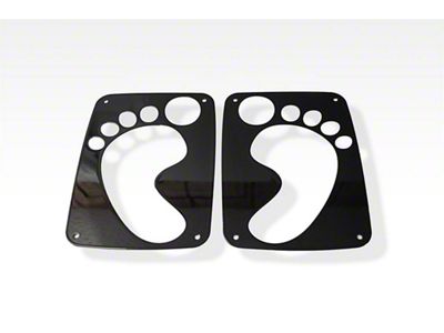 Tail Light Cover; Black Powder Coated; Foot Print Style; 2-Piece (07-18 Jeep Wrangler JK)