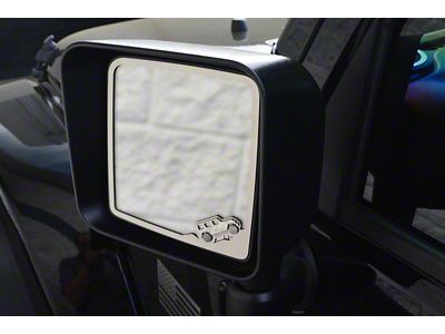 Jeep Silhouette Style; Side View; Mirror Trim; 2-Piece; Brushed Stainless (07-18 Jeep Wrangler JK)