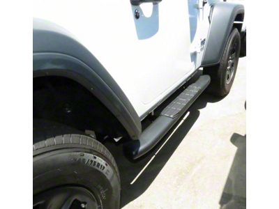 4X Series 4-Inch Oval Side Step Bars; Black (18-24 Jeep Wrangler JL 2-Door)