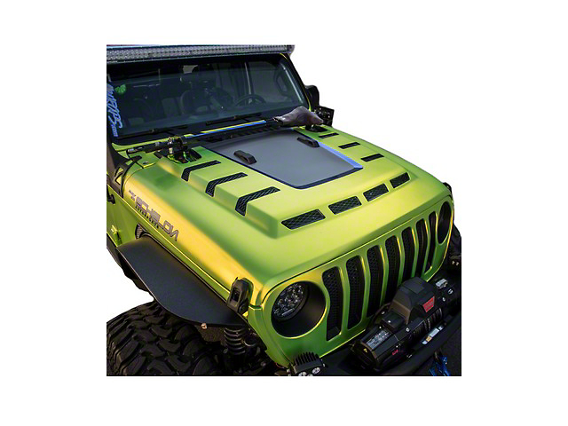 Ram Air Extractor Hood with Carbon Fiber Blister; Unpainted (20-23 Jeep Gladiator JT)