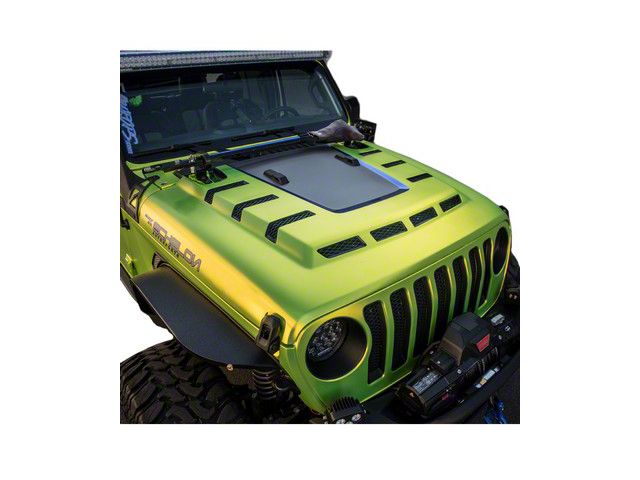 Ram Air Extractor Hood with Carbon Fiber Top; Unpainted (20-24 Jeep Gladiator JT)