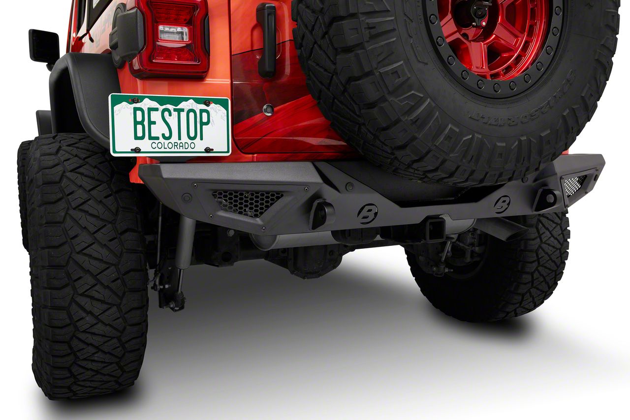 Bestop HighRock 4x4 Granite Series Rear Bumper; Matte Black (18-23 Jeep Wrangler JL)