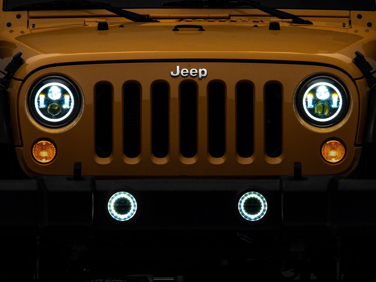 Quake LED Jeep Wrangler Tempest 7-Inch Headlights and 4-Inch Fog Lights ...