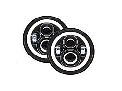 Quake LED Tempest 7-Inch Headlights with HD RGB Accent; Black Housing; Clear Lens (76-86 Jeep CJ5 & CJ7; 97-18 Jeep Wrangler TJ & JK)