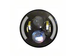 Quake LED Tempest 7-Inch Headlights with White DRL Halo and Amber Turn Signal; Black Housing; Clear Lens (76-86 Jeep CJ5 & CJ7; 97-18 Jeep Wrangler TJ & JK)