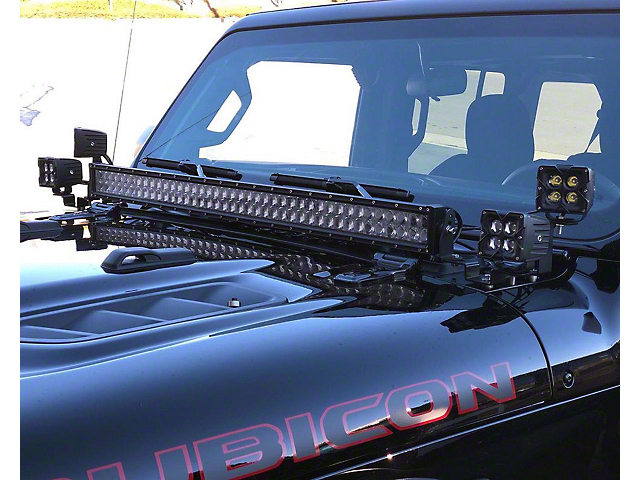 Quake LED A-Pillar Dual Pods and 42-Inch Cowl Light Bar Mounting Brackets (20-23 Jeep Gladiator JT, Excluding Mojave)