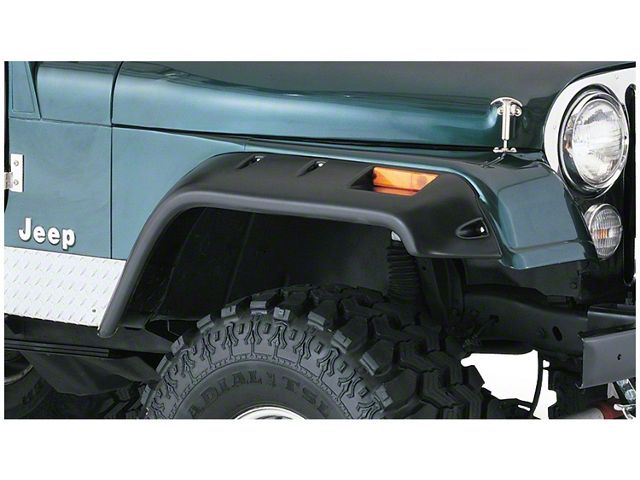 Bushwacker Cut-Out Fender Flares; Front; Matte Black (66-86 Jeep CJ5 & CJ7)