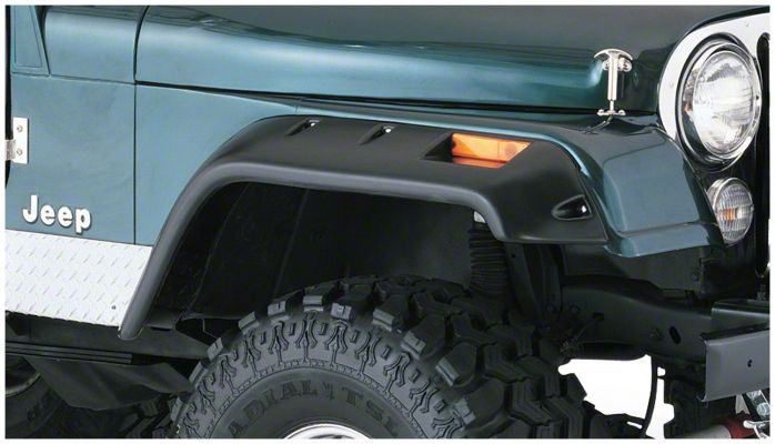 Bushwacker Cut-Out Fender Flares; Rear; Matte Black (66-86 Jeep CJ5 & CJ7)
