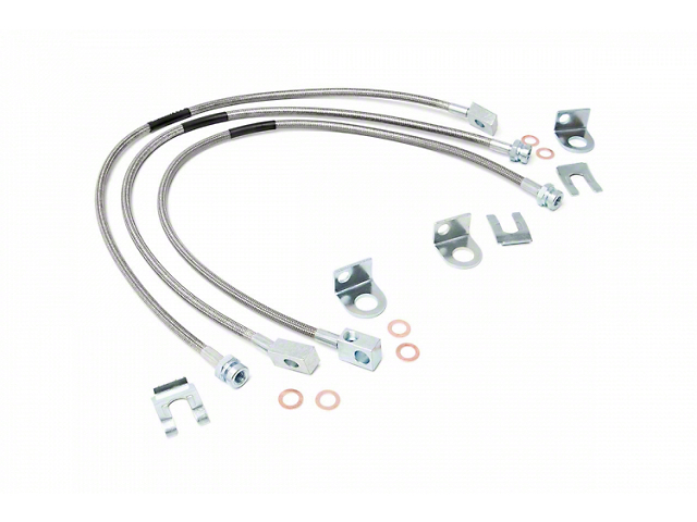 Rough Country Front and Rear Stainless Steel Brake Lines for 4 to 6-Inch Lift (87-06 Jeep Wrangler YJ & TJ)