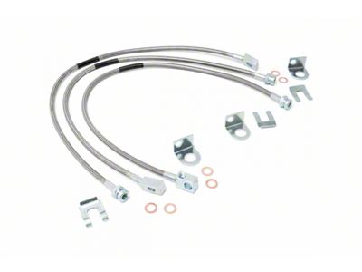 Rough Country Front and Rear Stainless Steel Brake Lines for 4 to 6-Inch Lift (87-06 Jeep Wrangler YJ & TJ)