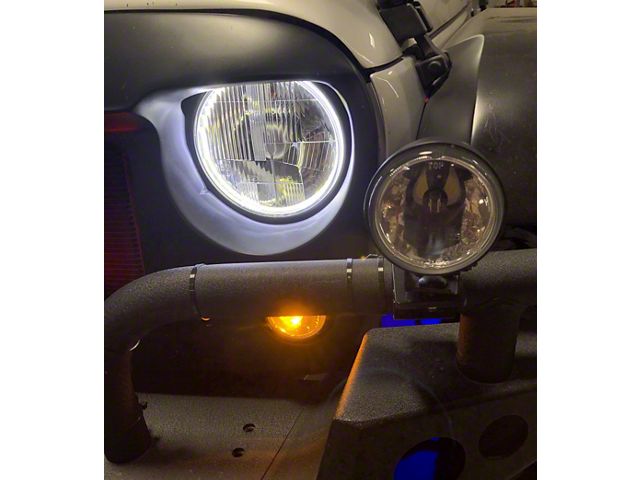 Delta Lights Switchback Halo LED Headlights; Chrome Housing; Clear Lens (07-18 Jeep Wrangler JK)