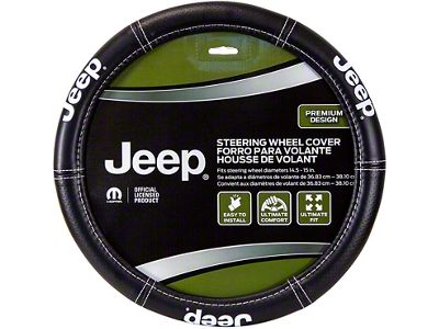 Deluxe Steering Wheel Cover with Jeep Logo (Universal; Some Adaptation May Be Required)