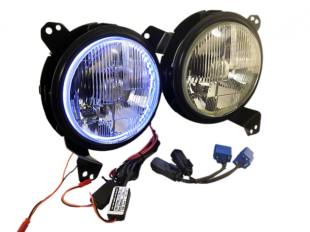 Delta Halo HID Headlights; Chrome Housing; Clear Lens (20-23 Jeep Gladiator JT)