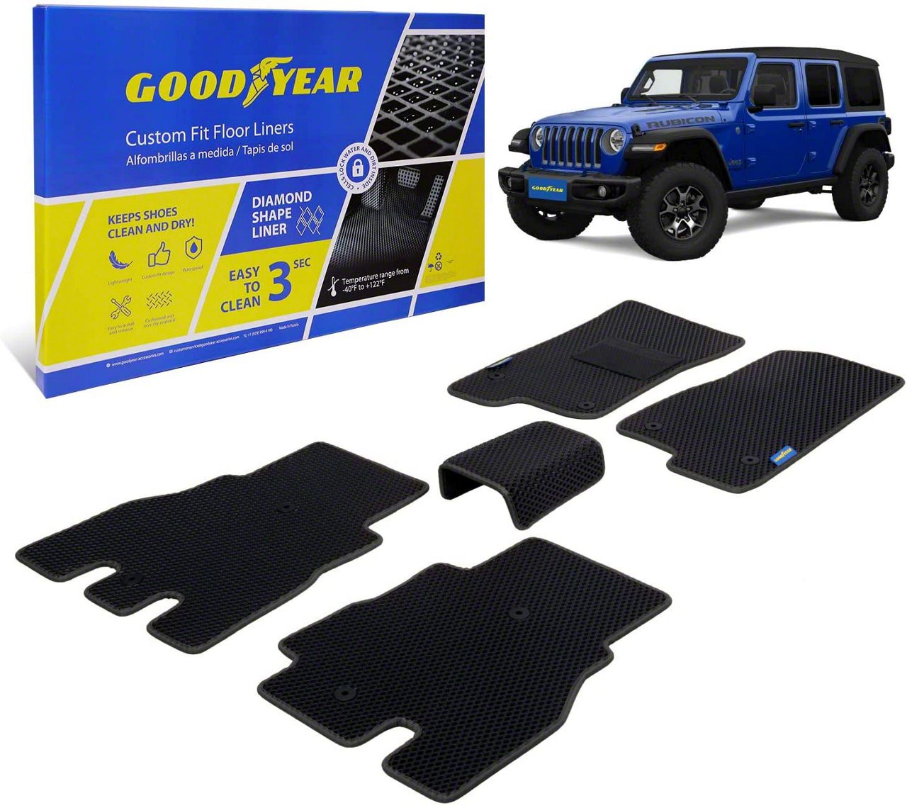 TruShield Redrock 4x4 All-Weather Floor Mat Set with One-Piece Rear Mat;  Black Universal; Some Adaptation May Be Required