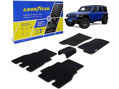 Goodyear Car Accessories Custom Fit Front and Rear Floor Liners; Black (18-23 Jeep Wrangler JL 4-Door, Excluding 4xe)